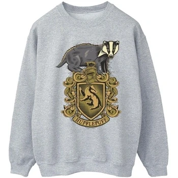 Image of Harry Potter Men&#039;s Hufflepuff Sketch Crest Sweatshirt Sport Grey Large