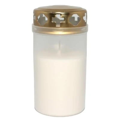 Image of 50 Grave Candles No. 3 with Gold Lid White Permanent Burner Day Light Cemetery Funeral Candle Memorial Mourning Devotional All Saints&#039;