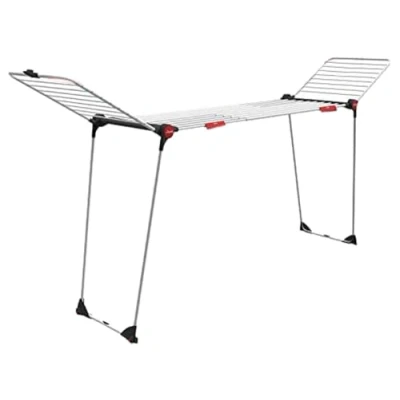 Image of Vileda Infinity Flex Clothes Airer, Indoor Drying Rack with upto 30 m Space, White / Grey, 57D x 9W 124H centimetres