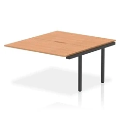 Image of Evolve Plus 1400mm B2B Office Bench Desk Ext Kit Oak Top Black Frame