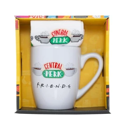 Image of Pyramid International Friends (Central PERK) Female Mug &amp; Socks Set Classic Central Perk Design, Includes Cozy Socks, Durable and Microwave Safe, Awesome Choice for Coffee Lovers