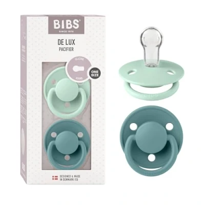 Image of BIBS De Lux Soother 2 Pack, BPA Free Dummy Pacifier, OneSize (0 36 Months), Nordic Mint/Island Sea
