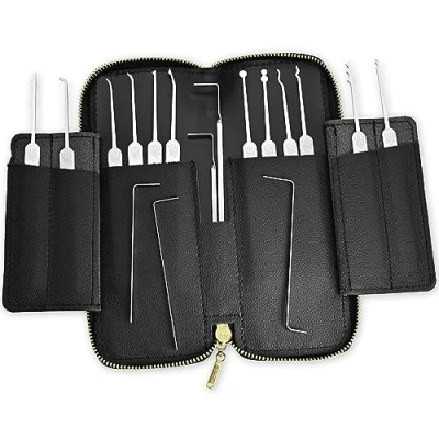Image of MULTIPICK Elite 17 Professional Lockpick Set [17 Pieces incl. Leather case] Lock Picking Tools Pick Set, Kit