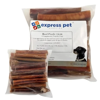 Image of Express Pet Supplies 20 x (Thick) Bulls PIZZLES Pizzle Bully Sticks Dog Treat Chew