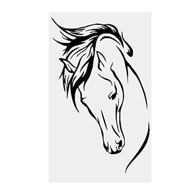 Image of Wall Sticker, Black PVC Decal Removable Horse Head Vinyl Art DIY Mural Decals for Home Kitchen Living Room Bedroom (10.6 x 17.3inch)
