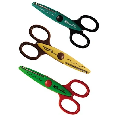Image of Fiskars Kidzors Swamp Creatures, 3 Pieces, Length: 13 cm, For Right and Left handed Users, 4+ Years Old, Stainless Steel Blade/Plastic Handles, Green/Turquoise/Yellow, 1003845