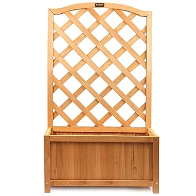 Image of Lattice Planter Trellis Large Wooden Flower Plant Climbing Support Box Backboard Deck Patio Garden 2377