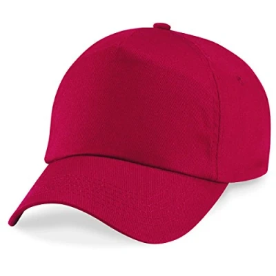 Image of Beechfield 5 panel unlined cotton cap in Classic Red