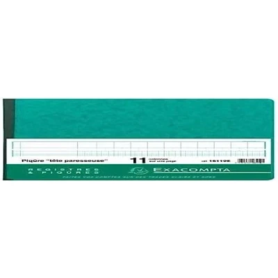 Image of Exacompta Ref 16110E A4+ Horizontal Account Book (80 Pages) 270 x 320mm in Size, Format, 11 Columns on 1 Page, 28 Lines Random Colour (French)
