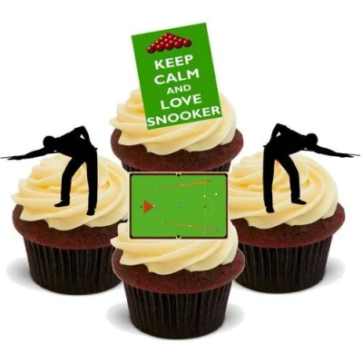 Image of Snooker Mix 12 Edible Stand Up Premium Wafer Card Cake Toppers Decorations