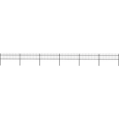Image of vidaXL Garden Fence with Spear Top Steel 10.2x0.6 m Black