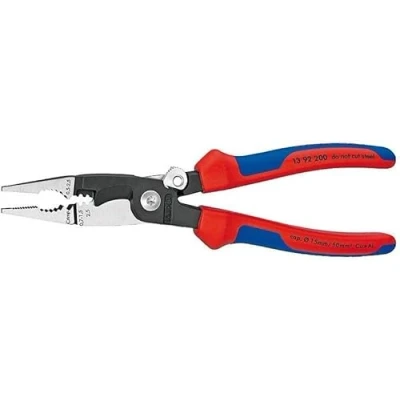 Image of Knipex Pliers for Electrical Installation black atramentized, with multi component grips 200 mm (self service card/blister) 13 92 SB