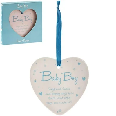 Image of New Baby Boy Hanging Ceramic Heart Slugs and Snails Puppy Dog&#039;s Tails, That&#039;s What Little Boys are Made of