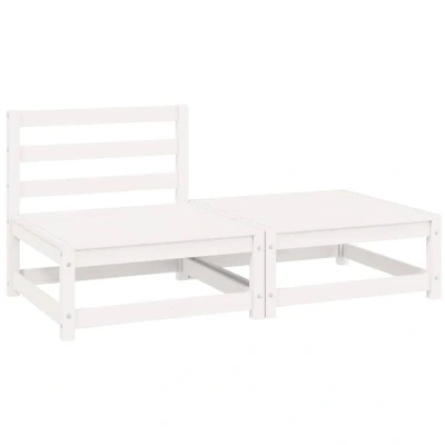 Image of vidaXL 2 Piece Garden Lounge Set White Solid Pinewood