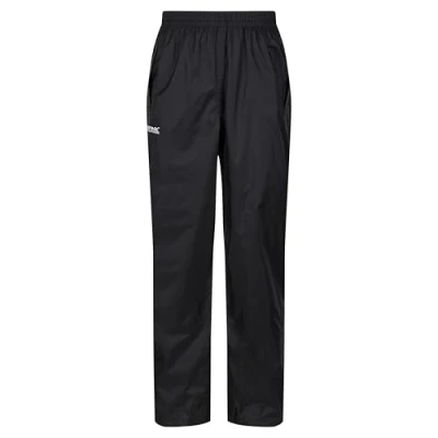 Image of Regatta Mens Pack It Waterproof Outdoor Overtrousers with Pockets &amp; Packaway Bag, Lightweight, Breathable Perfect for Walking, Hiking Trekking Black