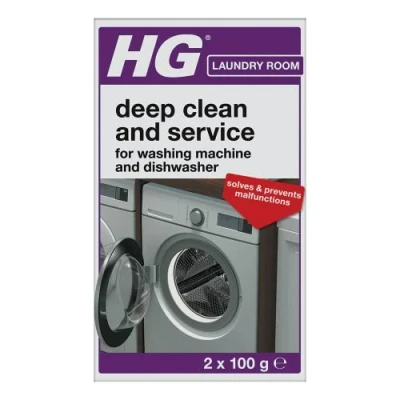 Image of HG Deep Clean &amp; Service Washing Machine Cleaner Dishwasher Cleaner, Descaler, Removes Deposits, Kitchen Laundry Appliance Servicing 2 x 100g