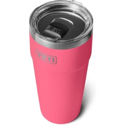 Image of YETI Rambler Cup, Vacuum Insulated Stainless Steel Stackable Cup with Magslider Lid, Tropical Pink, 30 oz (887 ml)