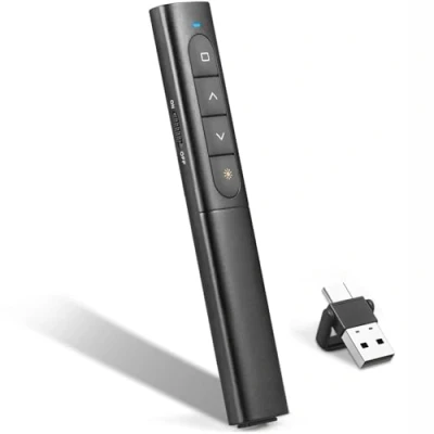Image of USB/Type C 2 in 1 Presentation Clicker for Powerpoint, Hyperlink Volume Control Wireless Presenter Remote Pointer Slide Advancer PPT Mac iPad Computer Laptop