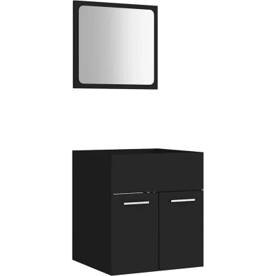 Image of vidaXL 2 Piece Bathroom Furniture Set Black Engineered Wood