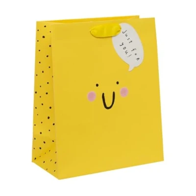 Image of Glick Large Gift Bag, Cheeky Chops, 315 x 260 135 mm, Luxury Recyclable Bag for Birthdays &amp; Celebrations, Yellow