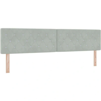 Image of vidaXL Headboard Crystal Button Tufted Light Grey 200 cm Velvet