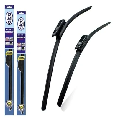 Image of Fits Dacia Duster Models 2018 To 2022 Alca Germany Super Flat Wiper Blades Front Replacement Set 22&quot;19&quot; BL