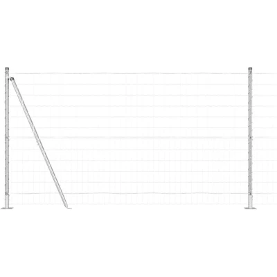 Image of vidaXL Euro Fence with 13 Flanged Posts 1.2x25 m Galvanised Steel