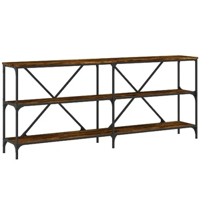 Image of vidaXL Console Table Smoked Oak 180x30x75 cm Engineered Wood and Iron
