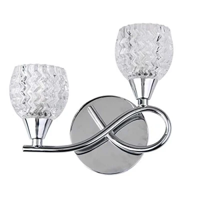Image of Hendon Silver Chrome Twin/Double Wall Light/Dining Room/Living Room/Bedroom Light