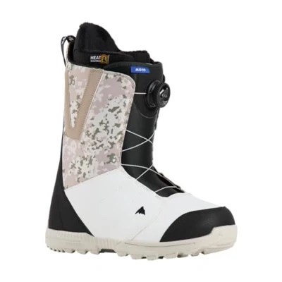 Image of Burton Men&#039;s Moto BOA Snowboard Boots, Black/White/Snowfall Camo, 11