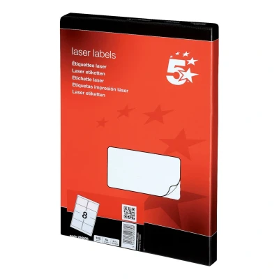 Image of 5 Star Office Multipurpose Labels Laser 8 per Sheet 99.1x67.7mm White [800 Labels]