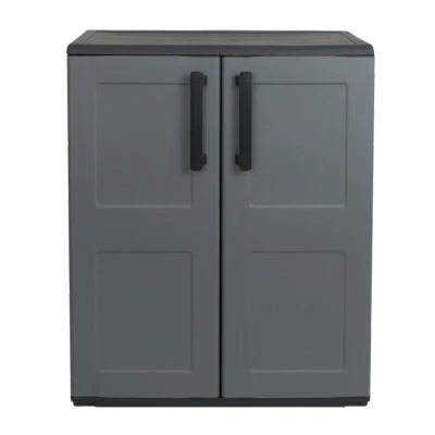 Image of Utility Cupboard; 2 Doors; 1 Shelf; Two Tone Grey