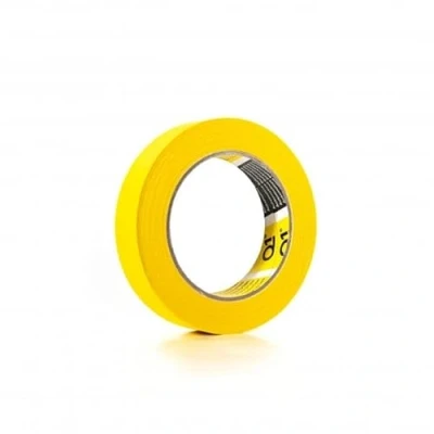 Image of 24mm x 50 Metre Q1 Painters Yellow masking Tape Roll Painting &amp; Decorating Premium for Car Body Spray Sharp Lines No Paint Bleed with a rubber base adhesive 110C Temperature Resistance