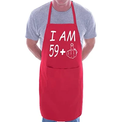 Image of Print4U I am 60 Birthday Novelty Baking Cooking BBQ Apron 60th Ladies Mens Red