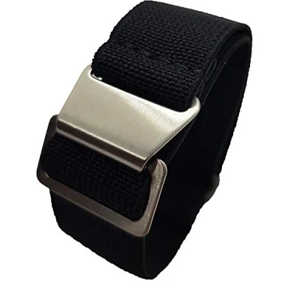 Image of Max French Marine Nationale Elastic Nylon Navy Divers Parachute Watch Straps 20mm 22mm Military Bands (22mm, Black)