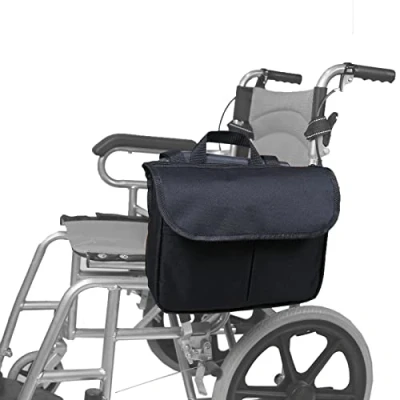 Image of Side Wheelchair Bag,Oxford Cloth Sturdy Handle Pouch Large Capacity Storage Bag Walker Accessories (Black)