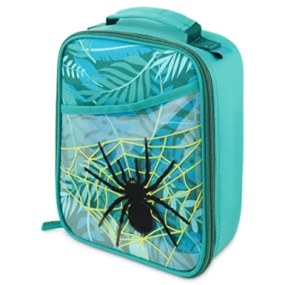 Image of Polar Gear Jungle Critters Spider Insulated Kids Lunch Handle 600D Polyester Rectangular Cooler, Reusable Food &amp; Drink Thermal Cool Bag for School Nursery Snacks Picnic Turquoise, Green