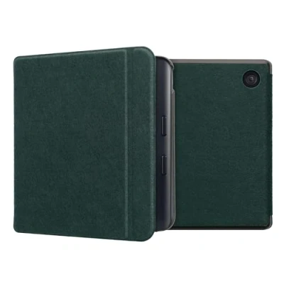Image of kwmobile Case Compatible with Kobo Libra Colour Book Style Felt Fabric Protective e Reader Cover Petrol