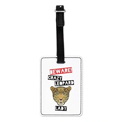 Image of Gift Base Beware Crazy Leopard Lady Visual Luggage Tag with Black Strap