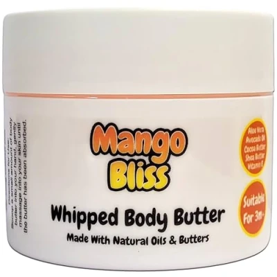 Image of Mango Bliss Whipped Body Butter 150g Natural Oils and Butters Fruity Scent Vegan Friendly Puddle of Wax Made in the UK