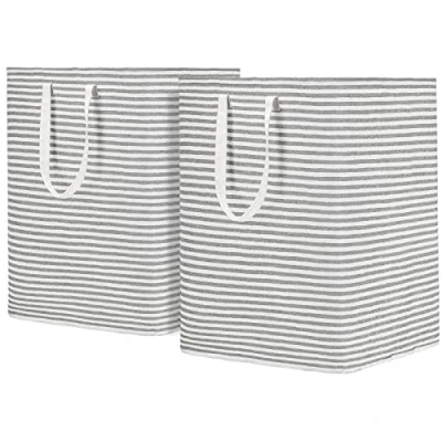 Image of DOKEHOM 120L [2 Pack] Freestanding Laundry Hamper with Handle, Collapsible Extra Large Cotton Storage Basket for Clothes (Grey)