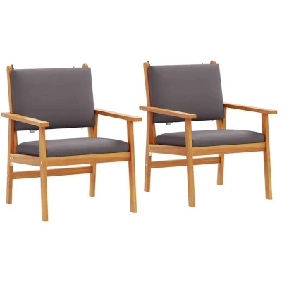 Image of vidaXL Garden Chairs 2 pcs with Cushions Solid Wood Acacia