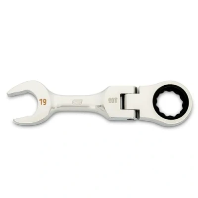 Image of GEARWRENCH 19mm 90 Tooth 12 Point Stubby Flex Combination Ratcheting Wrench 86869
