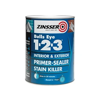 Image of Zinsser Bulls Eye 1 2 3 Primer Sealer &amp; Stain Killer Litre Ready Mixed Colour White