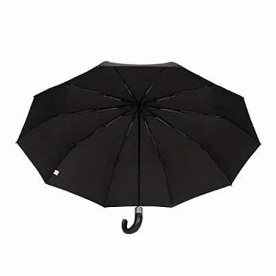 Image of Umbrella, Fully Automatic Curved Handle Windproof Umbrella Large Double Foldable (Color : Black)