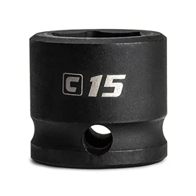 Image of Capri Tools 15 mm Stubby Impact Socket, 3/8 in. Drive, 6 Point, Metric