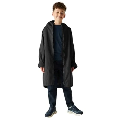 Image of Regatta Kids Spirit Of Adventure Changing Robe Black/Dark Grey 9 13 Yrs