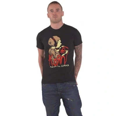 Image of Korn T Shirt Follow The Leader Band Logo Official Unisex Black XL