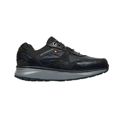 Image of JOYA Mens Tony II Leather Textile Black Trainers 7 UK