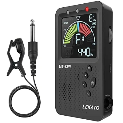 Image of Metronome Tuner,LEKATO Rechargeable Large LCD Color Display 3 In 1 Digital Metro Tuner Tone Generator with Guitar, Bass, Violin, Ukulele and Chromatic Tuning Modes for All Instruments